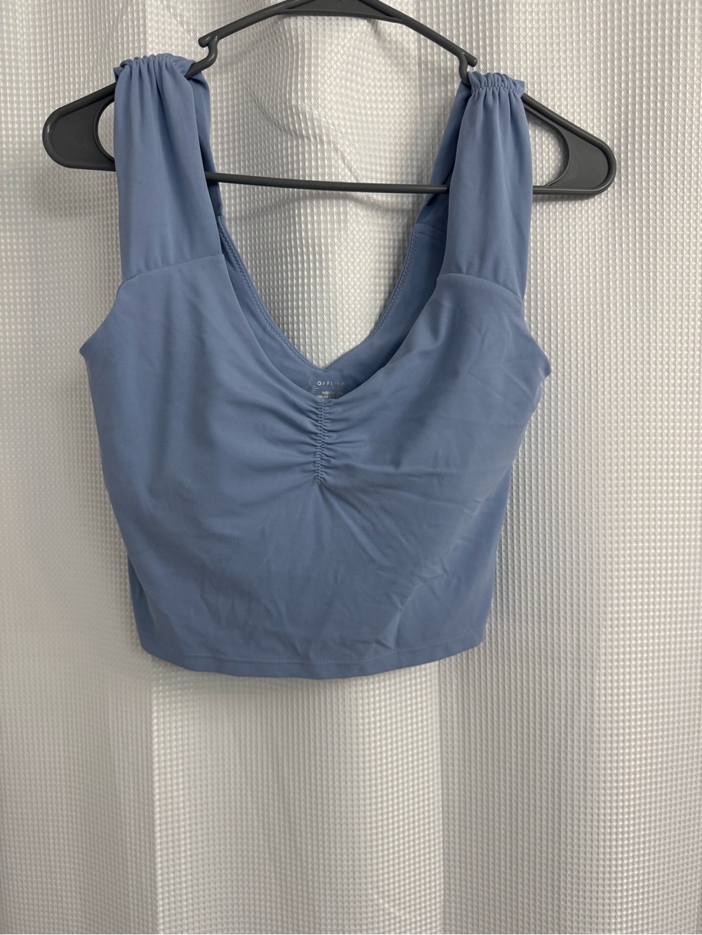 aerie Blue Ruched Front Crop Tank